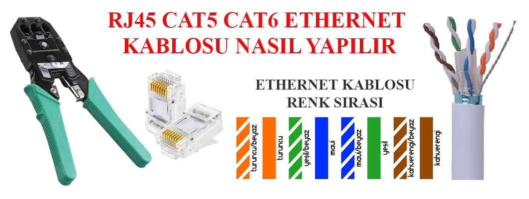 RJ45 CAT5 CAT6 Ethernet Kablosu Nasıl Yapılır