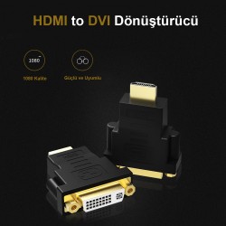 HDMI Erkek - DVI Dişi 24+5 Dönüştürücü HDMI Erkek - DVI Dişi 24+5 Dönüştürücü