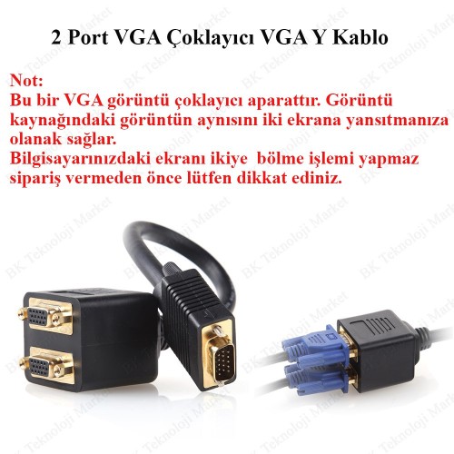 2 Port VGA Çoklayıcı VGA Y Kablo - VGA Splitter Kablo,Çevirici ve Çoklayıcılar,
