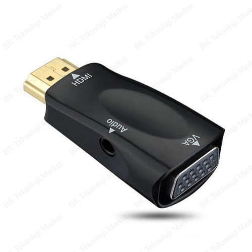 HDMI Erkek to VGA Dişi Audio Girişli HDMI to VGA