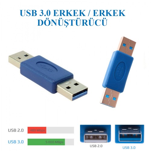 USB 3.0 Erkek to USB 3.0 Erkek Dönüştürücü