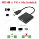 HDMI to VGA - HDMI Giriş VGA Çıkış Dönüştürücü,Çevirici ve Çoklayıcılar,