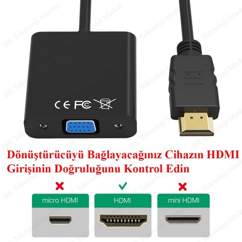 HDMI to VGA - HDMI Giriş VGA Çıkış Dönüştürücü