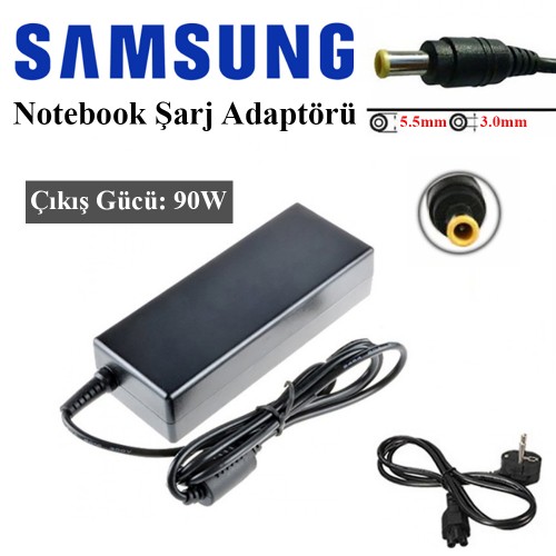 Samsung Notebook Şarj Adaptörü 19V 90W 4.74A 5.5 x 3.0m,Notebook Adaptör,