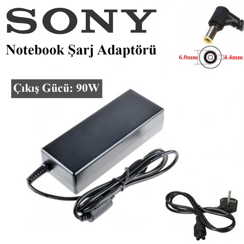 SONY Notebook Şarj Adaptörü 19.5V 90W 4.74A 6.0 x 4.4 mm,Notebook Adaptör,