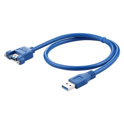 Panel Tipi Vidalı USB 3.0 Dişi / Erkek Uzatma Kablosu-50cm