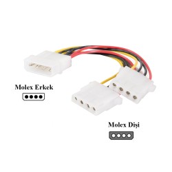 4 Pin Molex Power Çoklayıcı 1 Giriş 2 Çıkış - 2 Adet