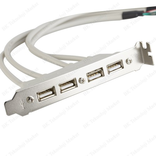 PC Anakart 9 Pin Header 4 Port USB 2.0 Dişi Kablo PCI Braketi