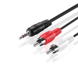 3.5 mm Aux Erkek to 2 RCA Erkek Ses Kablosu - 5 Metre