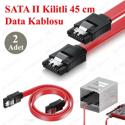 45cm HDD Optic SATA I / II  Kilitli Data Kablo - 2 Adet