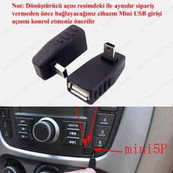 Mini USB Erkek to USB Dişi 90 Derece Açılı Dönüştürücü Mini USB Erkek to USB Dişi 90 Derece Açılı Dönüştürücü