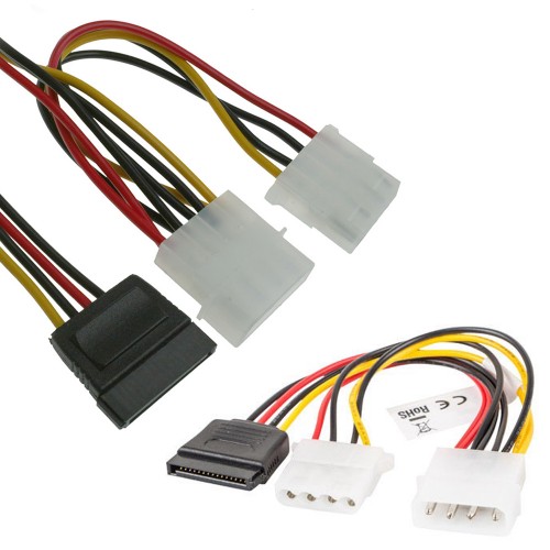 Molex (4-Pin) to SATA Power ve Molex (4-Pin) Y Kablo,Kasa İçi Kablolar,