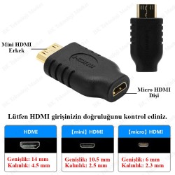 Micro HDMI Dişi to Mini HDMI Erkek Dönüştürücü Micro HDMI Dişi to Mini HDMI Erkek Dönüştürücü