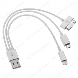 3'lü Şarj Kablosu 30 Pin / 8 Pin / Micro USB 3'lü Şarj Kablosu 30 Pin / 8 Pin / Micro USB