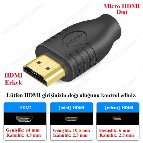 Micro HDMI Dişi to HDMI Erkek Dönüştürücü Çevirici,Çevirici ve Çoklayıcılar,