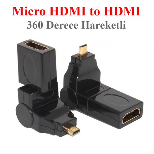 360 Derece Haraketli Micro HDMI Erkek to HDMI Dişi Dönüştürücü