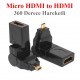 360 Derece Haraketli Micro HDMI Erkek to HDMI Dişi Dönüştürücü,Çevirici ve Çoklayıcılar,