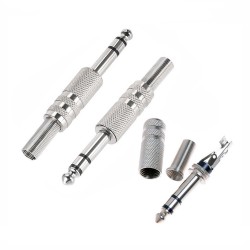 Lehimlenebilir Metal 6.35 mm Stereo Erkek Çivi Jack