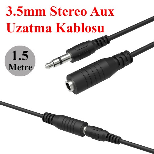 1.5 Metre 3.5mm Stereo Aux Ses Uzatma Kablosu,Ses Kabloları,