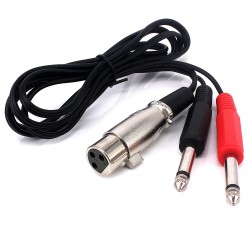 3-Pin XLR Dişi to 2 x 1/4 ''6.35mm Mono Erkek TRS Y Kablo - 3 Metre