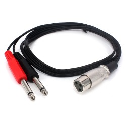 3-Pin XLR Dişi to 2 x 1/4 ''6.35mm Mono Erkek TRS Y Kablo - 1.5 Metre