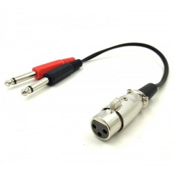 3-Pin XLR Dişi to 2 x 1/4 ''6.35mm Mono Erkek TRS Y Kablo - 30cm