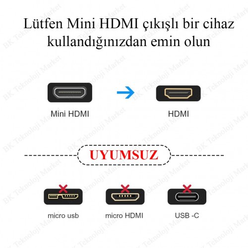15 cm Mini HDMI Erkek to HDMI Dişi Açılı Kablo