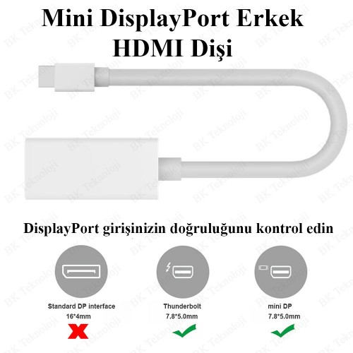 Mini DisplayPort (Thunderbolt) Erkek to HDMI Dişi Dönüştürücü Kablo,Çevirici ve Çoklayıcılar,