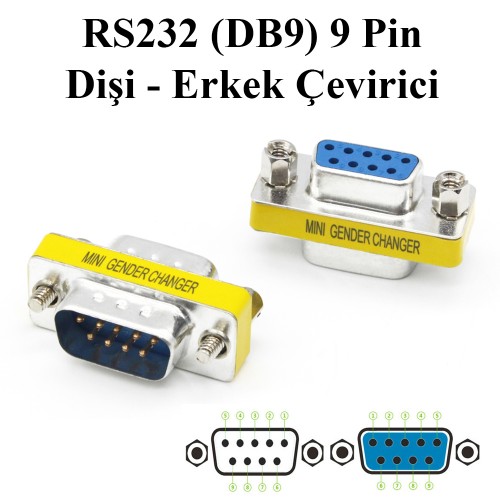 9 Pin RS232 DB9 Pin Erkek-Dişi Seri Kablo Cinsiyet Değiştirici Adaptör,Çevirici ve Çoklayıcılar,