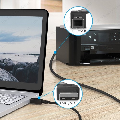 5 Metre USB Yazıcı Kablosu HP- Canon-Brother Printer Kablo