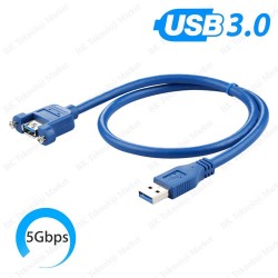 Panel Tipi Vidalı USB 3.0 Dişi / Erkek Uzatma Kablosu-1.5Metre