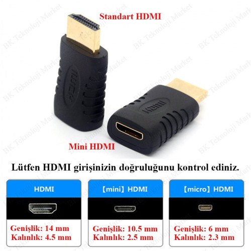 HDMI Erkek - Mini HDMI Dişi Dönüştürücü Adaptör,Çevirici ve Çoklayıcılar,