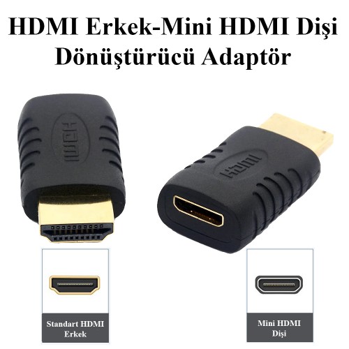 HDMI Erkek - Mini HDMI Dişi Dönüştürücü Adaptör,Çevirici ve Çoklayıcılar,
