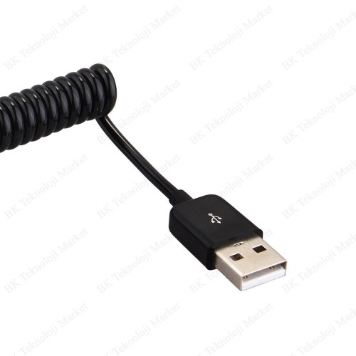 3 Metre Spiral Mini USB 5 Pin Şarj/Data Kablosu