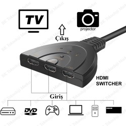 3 Port HDMI Switcher 3 Giriş 1 Çıkışlı HDMI Otomatik Switch 3 Port HDMI Switcher 3 Giriş 1 Çıkışlı HDMI Otomatik Switch