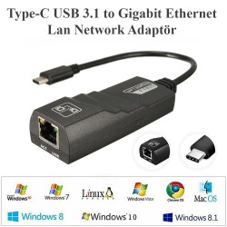 Type-C USB 3.1 to Gigabit Ethernet Lan Network Adaptör