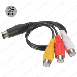 S-Video (7 Pin) Erkek - 3 RCA RGB Dişi Kablo Video Adaptörü S-Video (7 Pin) Erkek - 3 RCA RGB Dişi Kablo Video Adaptörü