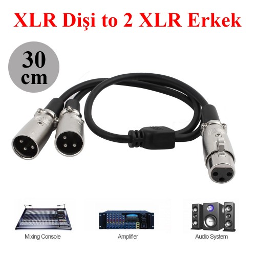 30 cm XLR Dişi 2XLR Erkek Mikser Mikrofon Ses Splitter Y Kablo,Ses Kabloları,
