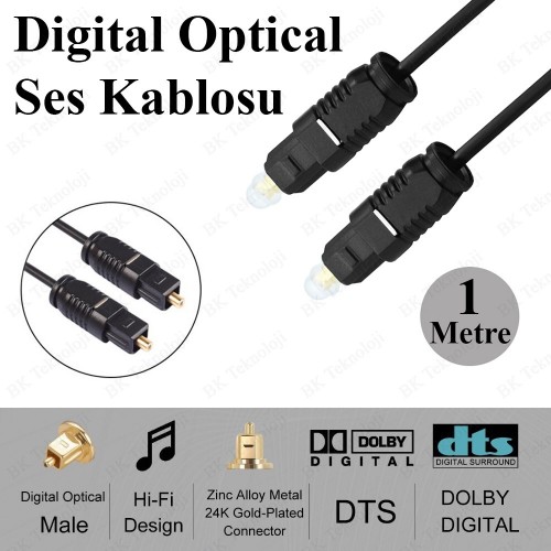 1 Metre Digital Optik Toslink Fiber Ses Kablosu OD:2.2