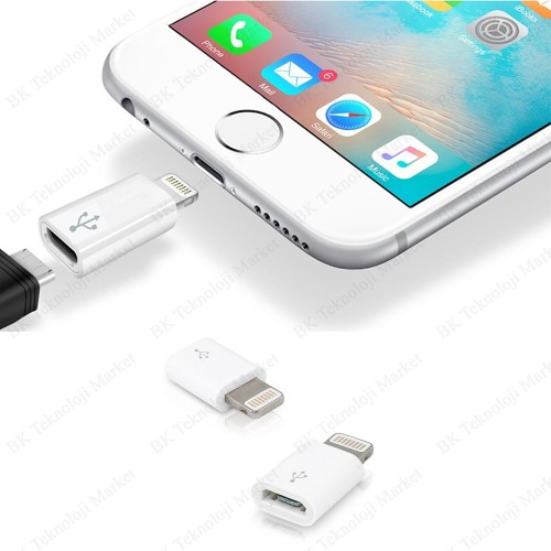 For iPhone Lightning 8 Pin için Micro USB Dönüştürücü Data/Şarj Adaptörü