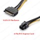 SATA 15-Pin to 6-Pin PCI Express Ekran Kartı Çevirici Güç Kablosu,Kasa İçi Kablolar,