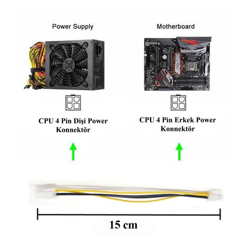 ATX Güç Kaynağı 12V 4-Pin P4 CPU Power Erkek-Dişi Uzatma Kablosu,Kasa İçi Kablolar,