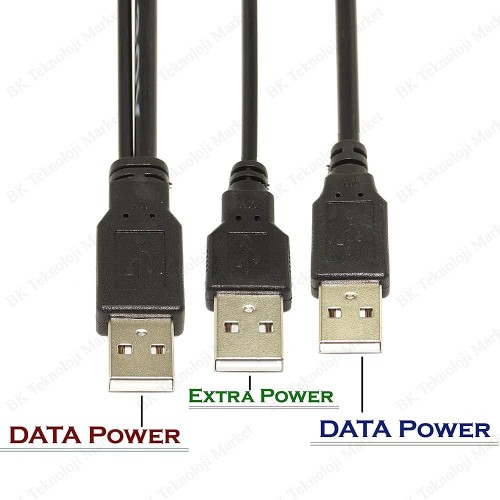 2 in 1 Harici Disk HDD USB Y Splitter Kablo 3xUSB Kablo,Çevirici ve Çoklayıcılar,