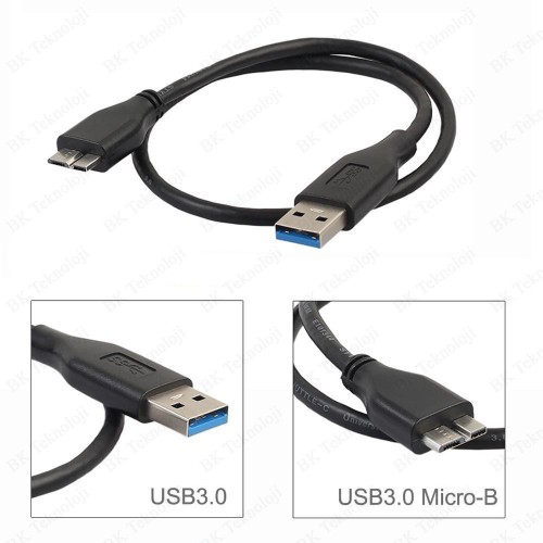 USB 3.0 Micro-B HDD Harddisk Veri Aktarma Kablosu 50cm
