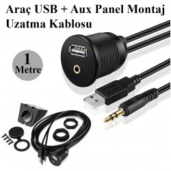 Araç Paneline Uygulanabilir Ses-USB Uzatma Kablosu - 1 Metre