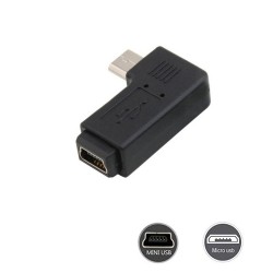 Micro USB Erkek to Mini USB Dişi 90 Derece Açılı Adaptör