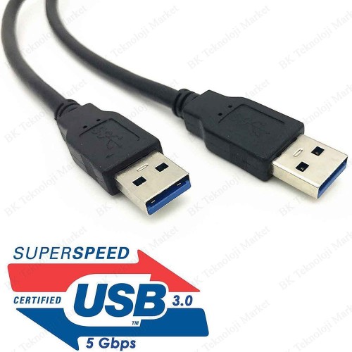Yüksek Hızlı USB 3.0 Erkek-Erkek Data Kablosu 1.8 Metre