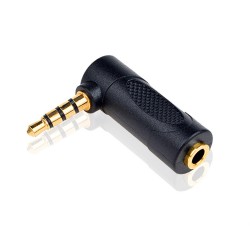 90 Derece Açılı 3.5mm 4 Kutuplu Erkek-Dişi Ses Uzatma Adaptörü