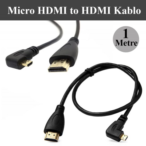 90 Derece Açılı 1 Metre Micro HDMI to HDMI Dönüştürücü Kablo