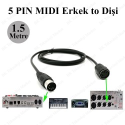 5 PIN DIN MIDI Uzatma Kablosu - Erkek - Dişi